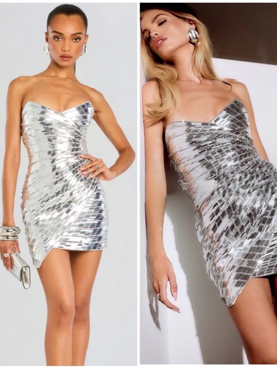 Retrofete Dresses & Skirts - Retrofete Aura Silver Embellished Dress Size Small M $1998